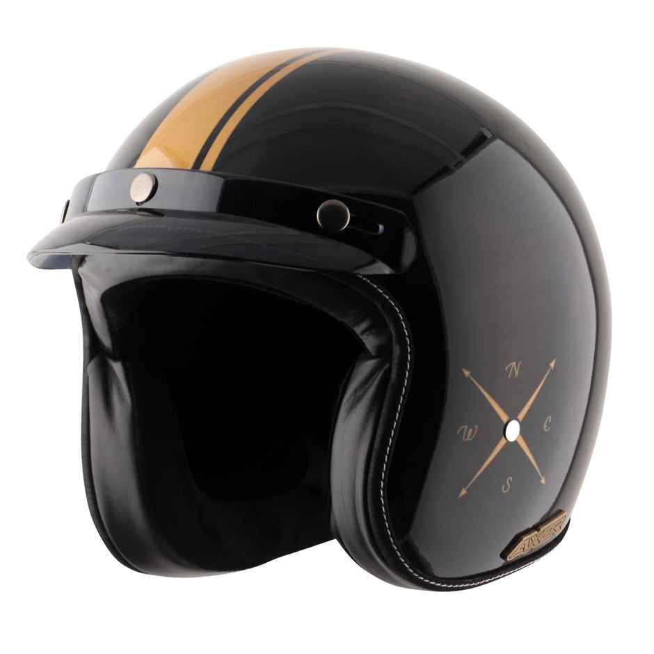 Axor Retro Jet Euro Globe Isi Ece And Dot Certified Open Face Helmet - Black - M