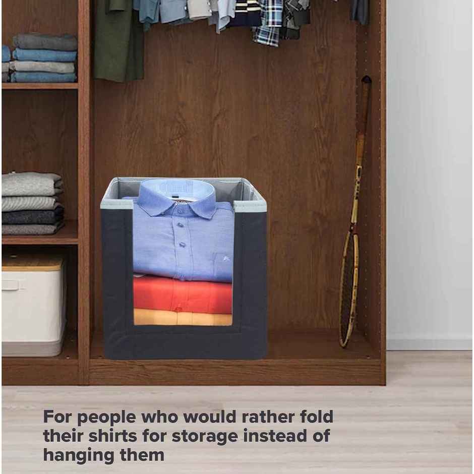 Prettykrafts 1 Pcs Large Capacity Stackable Shirt Stacker, Storage Bins, Grey Black