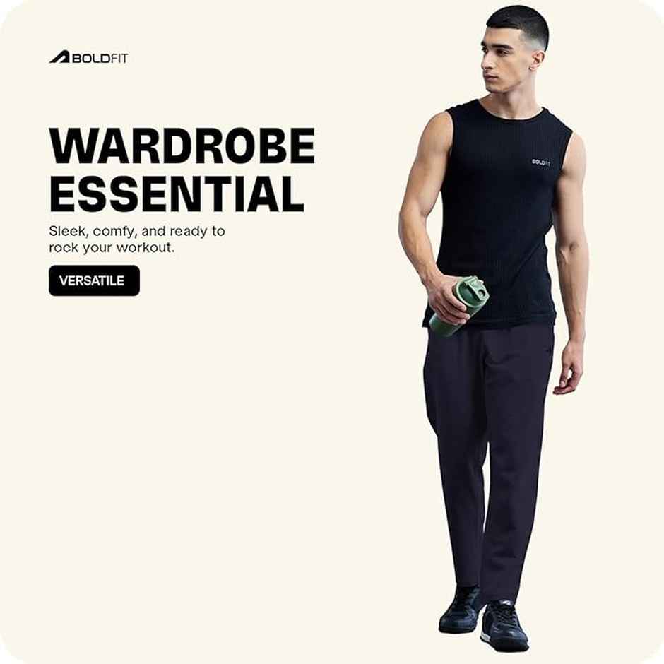 Boldfit Men's Track Pant Comfortable Lower Cotton Night Breathable Regular | Navy - XL