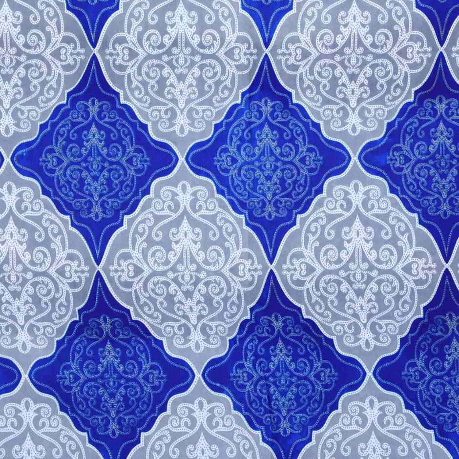 Romee Blue and White 160 TC 1 Queen Bedsheet with 2 Pillow Covers