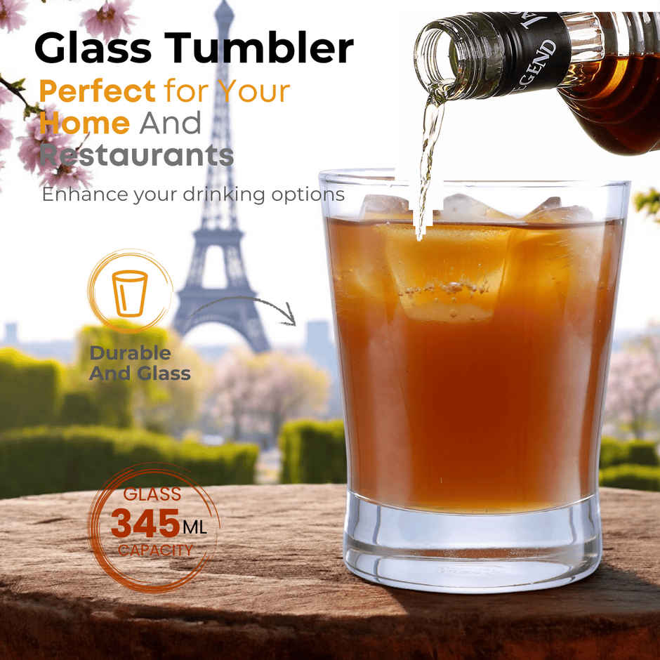 Yera Stylo 345 ml Conical Whisky Glasses Tumbler Set 6 Pc