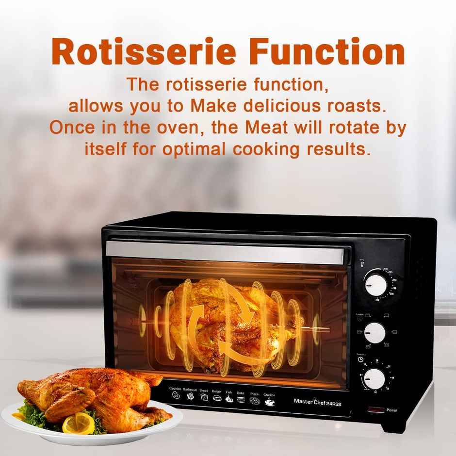 INALSA Oven Masterchef 24RSS OTG 24 Ltr-1600 W with Rotisserie & 6 Heat,Steel-Silver