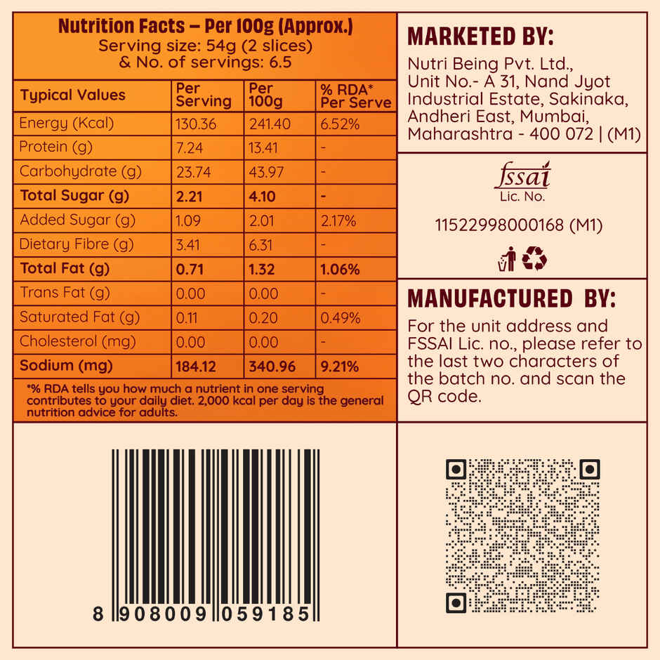 The Health Factory Whole Wheat Bread | Zero Maida | Source of Protein & Fibre