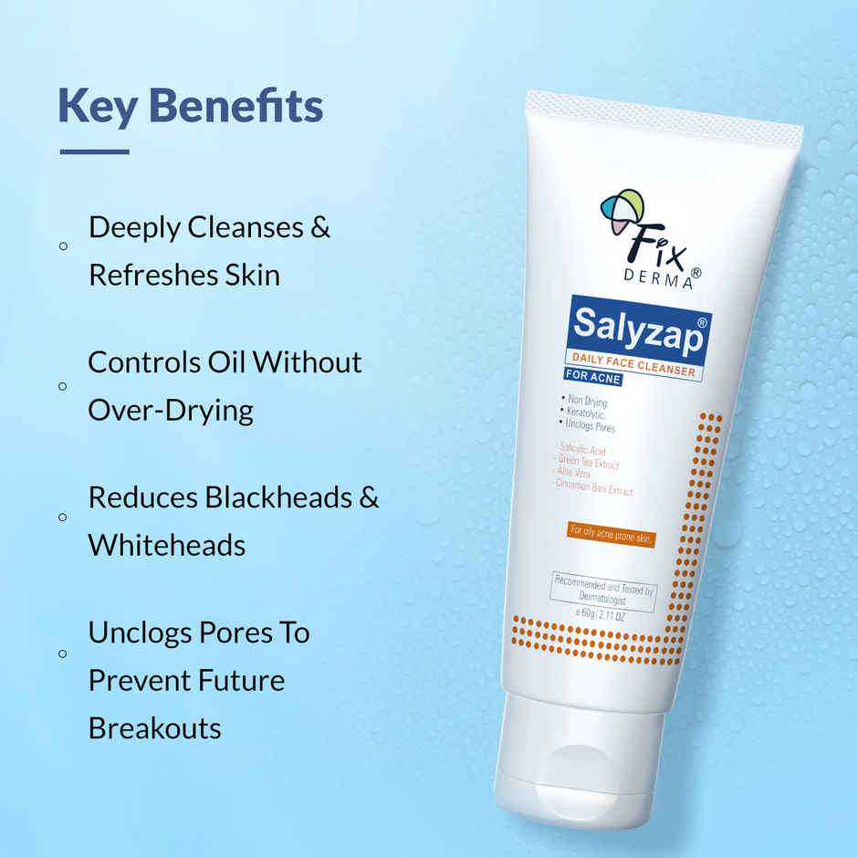 Fixderma 2% Salicylic Acid Salyzap Face Cleanser for Oily & Acne Prone Skin Face Wash