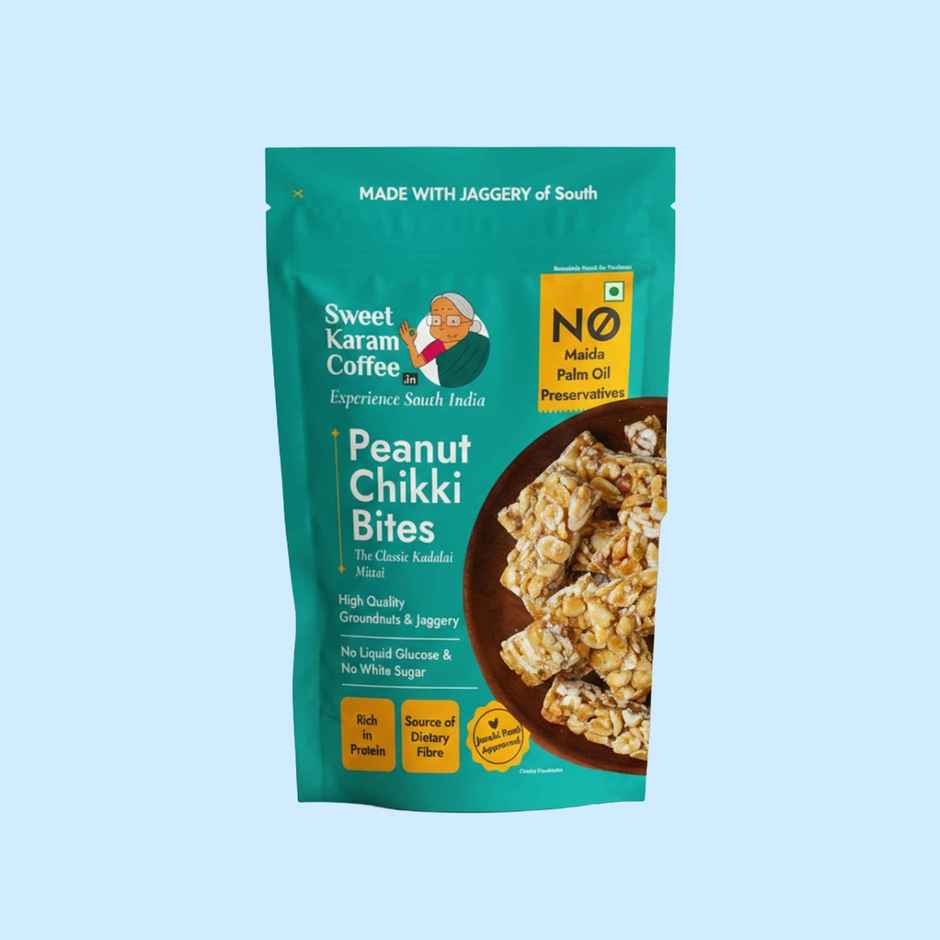 Sweet Karam Coffee Peanut Chikki Bites - No White Sugar, No Liquid Glucose