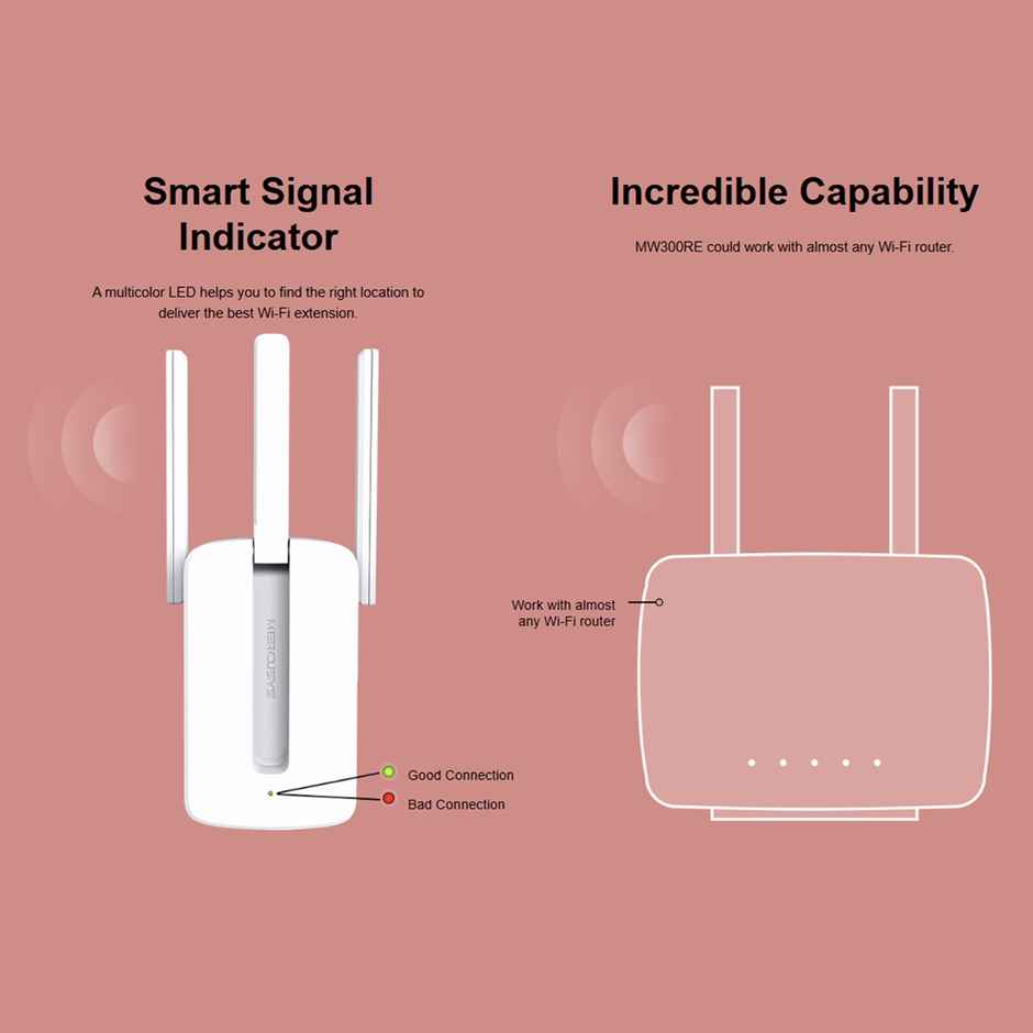 TP-Link MW300RE 300Mbps Whole-Home Wi-Fi Range Extender, Repeater, Booster, MIMO Technology