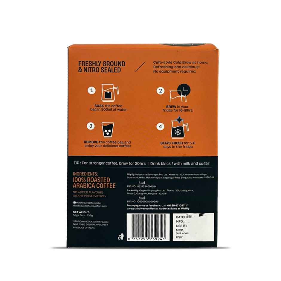 Third Wave Coffee Easy Cold Brew Coffee Bags | Pack Of 5 - Medium Dark Roast