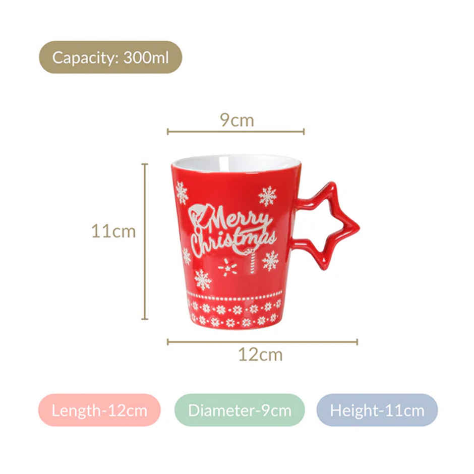 Nestasia Merry Christmas Set of 4 Cups With Star Handle Red 300ml