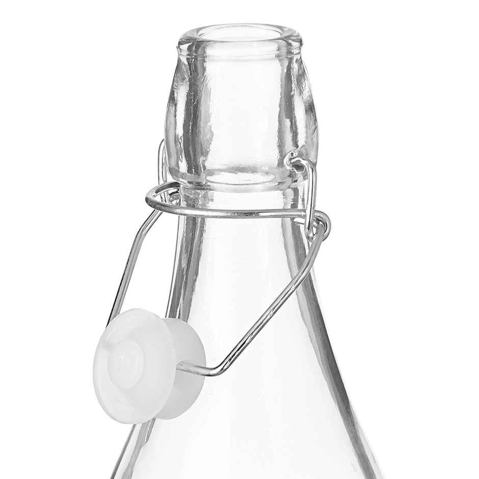 Luckyglass Glass Water Bottle With Round Base | Clear | 1 L
