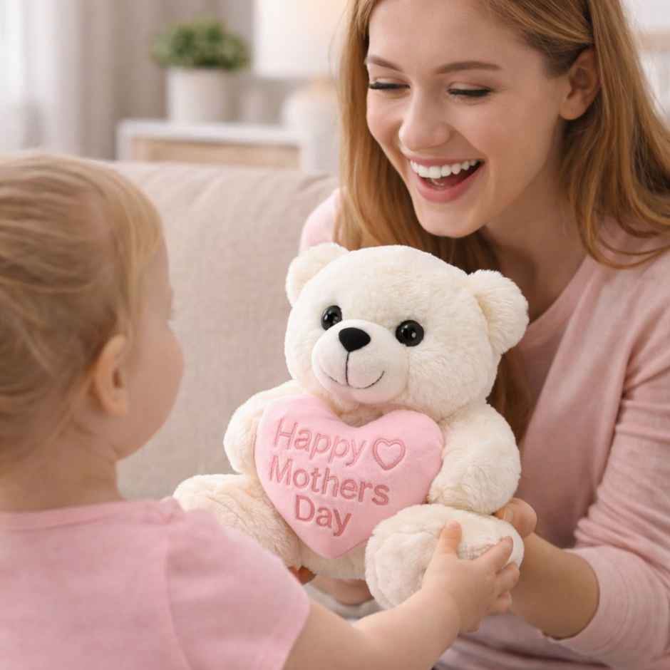 Happy Mother's Day Bear 25 cm | Soft Toy | Gift for Mothers & New Mom | Teddy