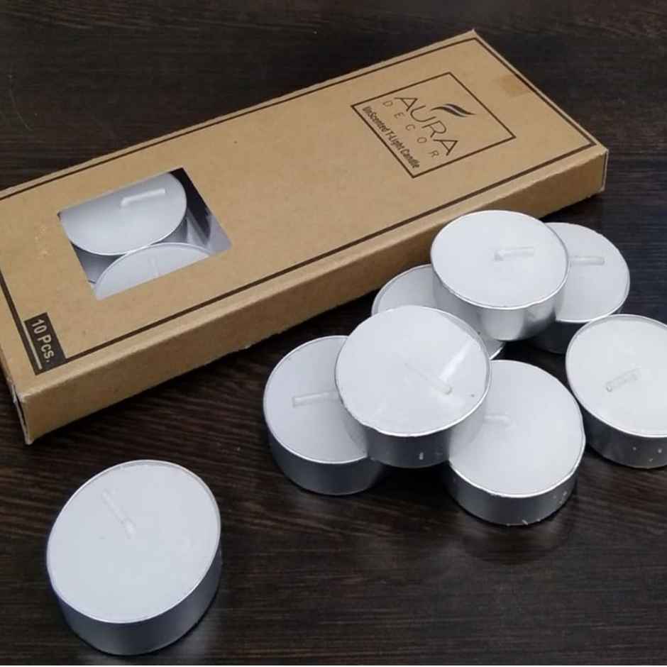 Unscented Tealight Candles | Pack of 10 | 8 g Each | Auradecor