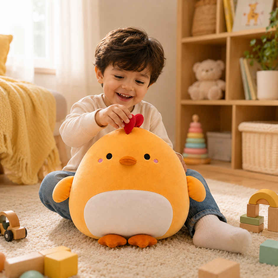 Zoowee Yellow Chicken Pillow Soft Toy | 33 cm