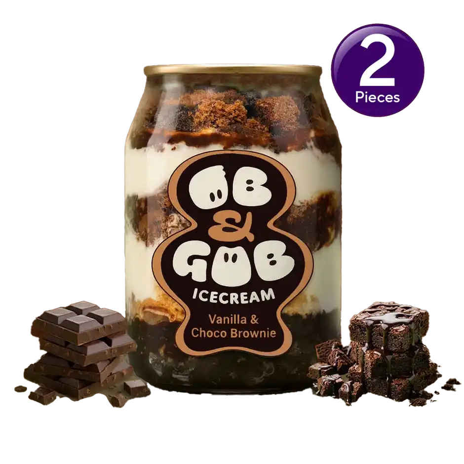 OB & GOB Vanilla & Choco Brownie Ice Cream  Sundae Combo