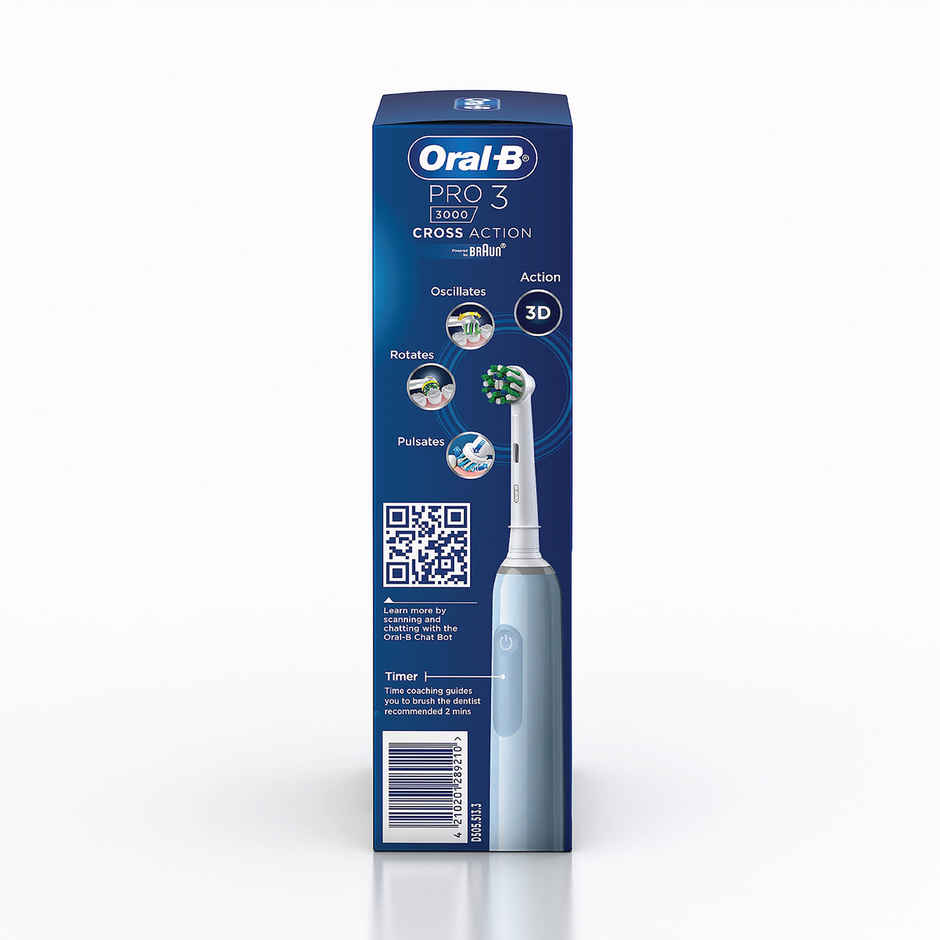 Oral-B Pro3 Rotating Electric Toothbrush | 3 Brush Modes Pro Timer | Pressure Sensor