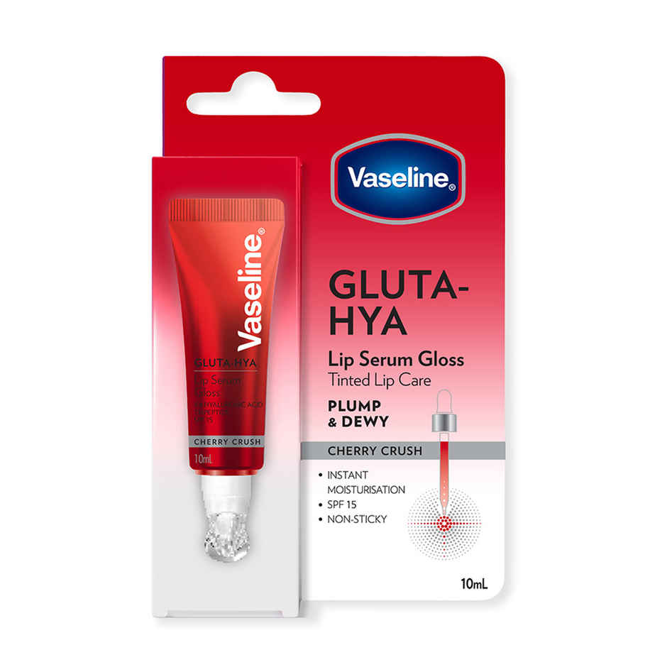 Vaseline Gluta-Hya Cherry Crush Lip Serum Gloss | 4X Hyaluronic Acid & Tripeptide | SPF 15