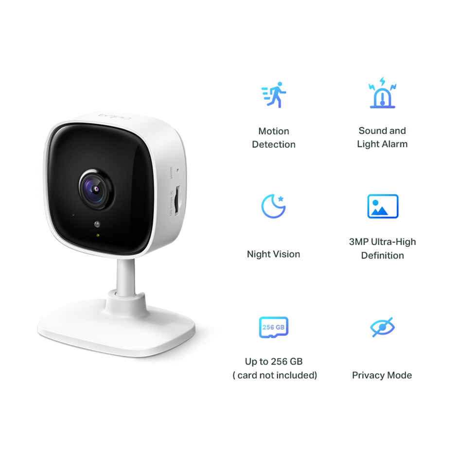 TP-Link Tapo Indoor CCTV C110, 3MP (2304, 1296P) Ultra-High-Definition Video Smart Wi-Fi Security Camera | Alexa Enabled | 2-Way Audio| Night Vision| Motion Detection - White