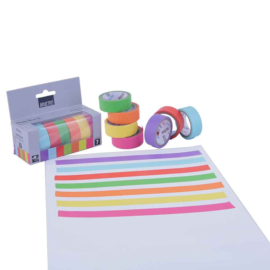 Brustro Neon Washi Tape Set Of 7 - 15Mmx5M