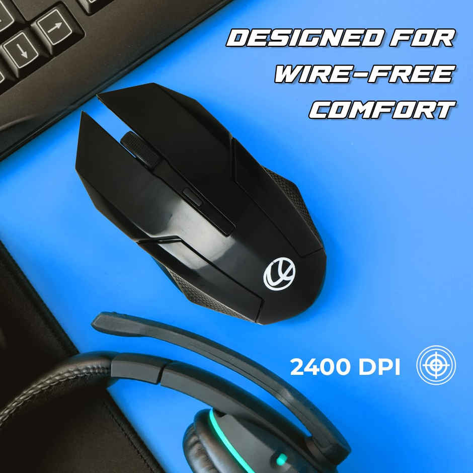 Lapcare Speedy Wireless Gaming Mouse Upto 2400 Dpi |10M Distance |3 M Clicks Duracell Battery - Black