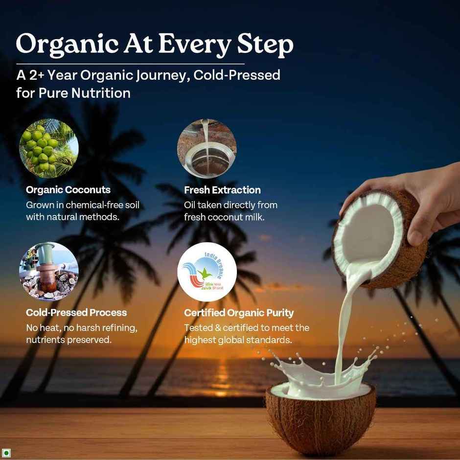 A Tata Product - Organic India Virgin Coconut Cold Pressed Oil | Labs Tested On 250+ Parameters