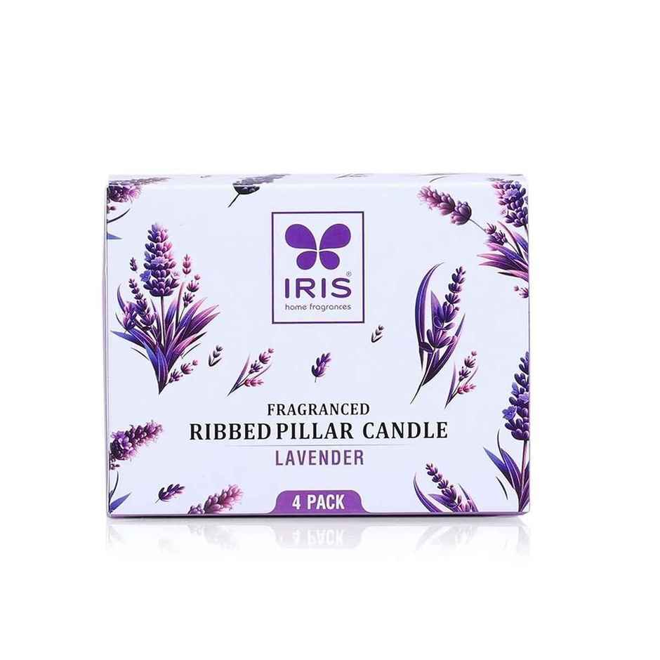 Scented Pillar Candles | Lavender | Pack of 4 | Home Decor | IRIS