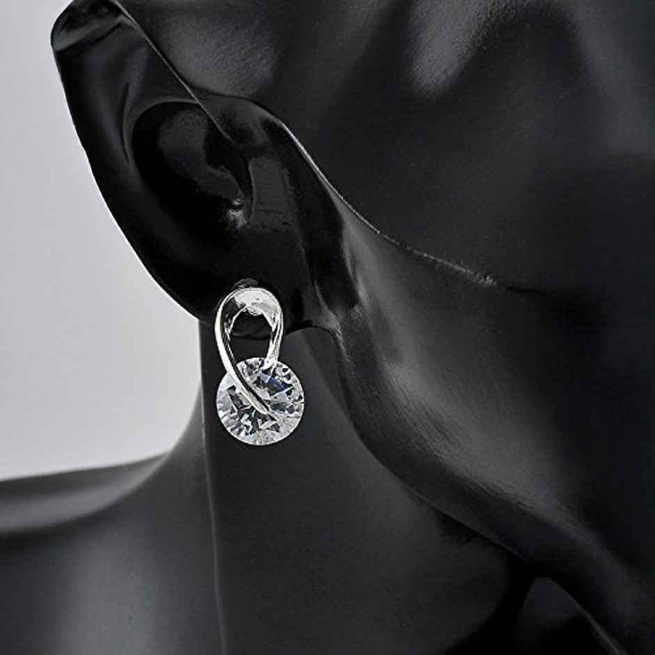 Shining Diva Fashion Women's Silver Plated Platinum Plated Stylish Crystal Stud Earrings Rrsd9826er
