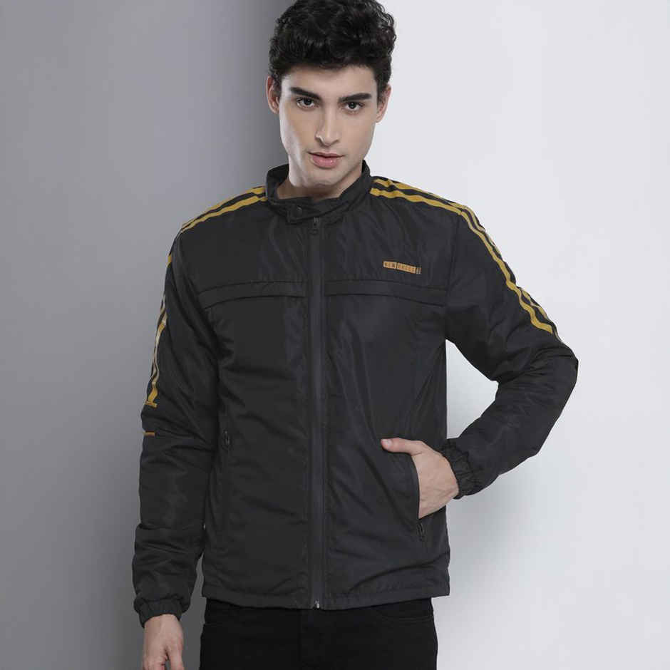 The Indian Garage Co Men's Slim Printed Jacket | Black - 2XL