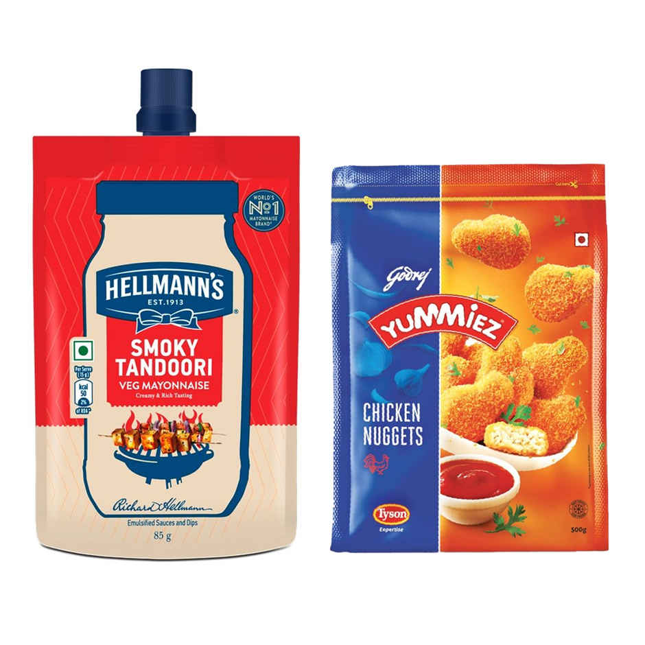 Hellmann'S Smoky Tandoori Mayo (85g) & Godrej Yummiez Chicken Nuggets (500g) Combo