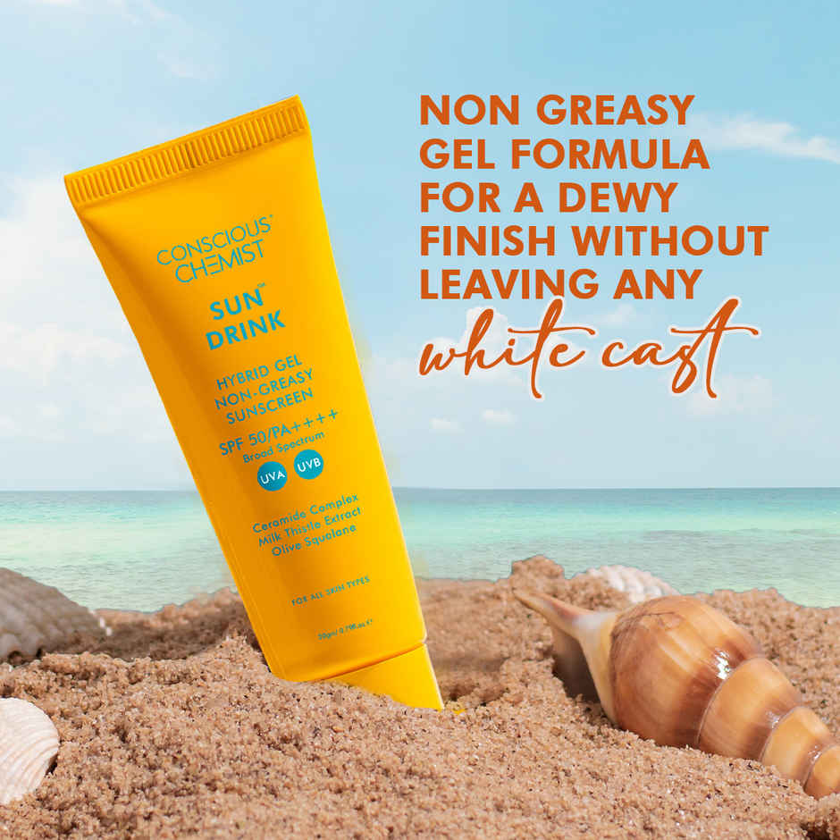 Conscious Chemist Sun Drink Hybrid Lightweight Gel Sunscreen SPF 50 PA++++ UVA/UVB With Ceramides
