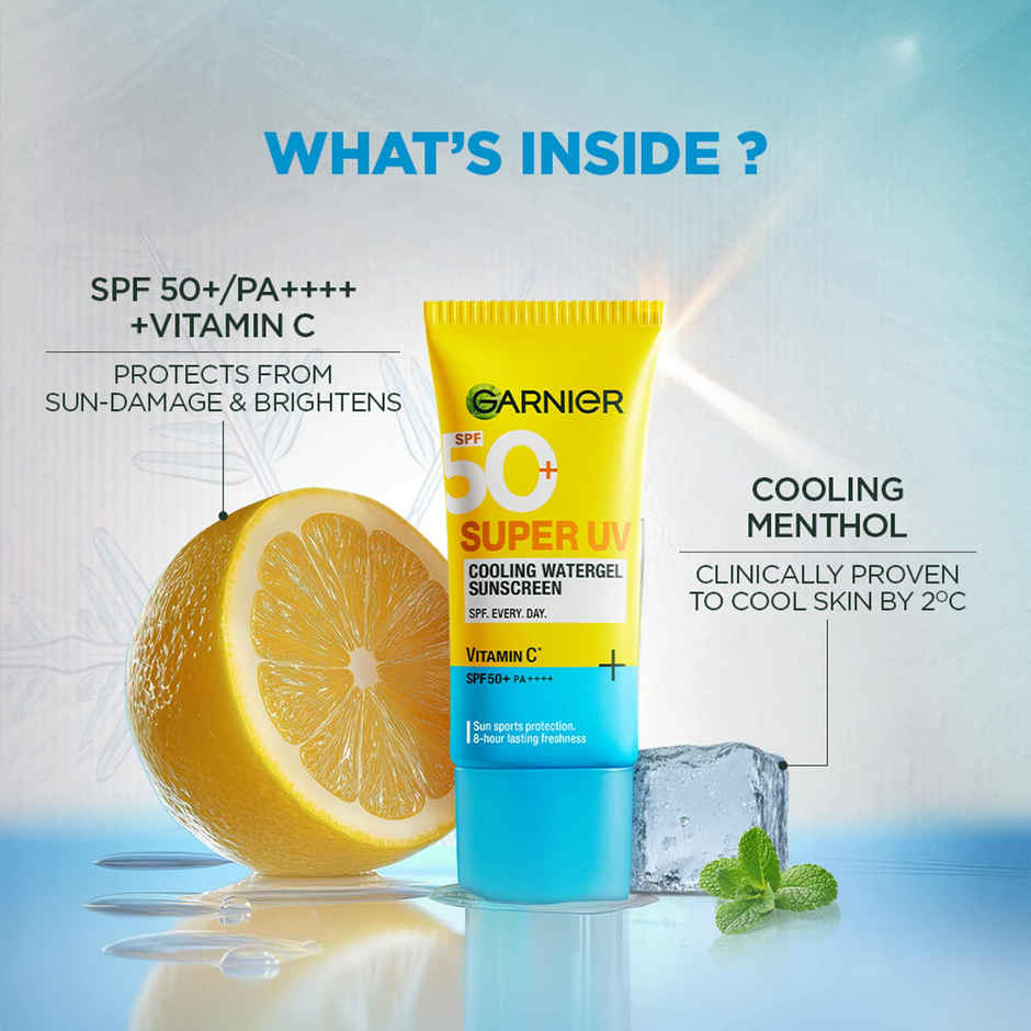 Garnier Super UV Cooling Water Gel Sunscreen Promo | 8 Hr freshness | No White Cast | SPF 50 PA++++