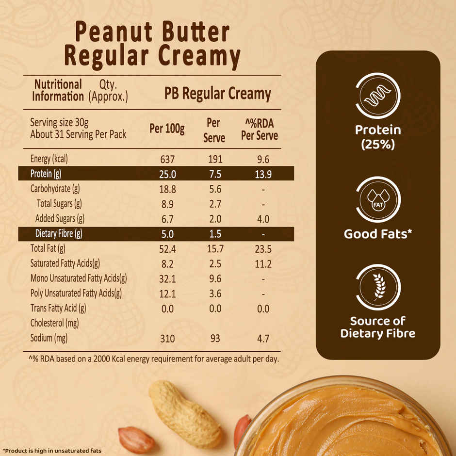 Sundrop Peanut Butter | Creamy | With 25% Protein |Premium Roasted Peanuts | No Preservatives