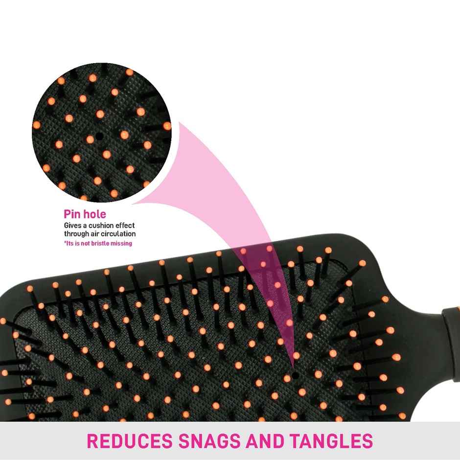VEGA Paddle Hair Brush with Stick for Men and Women| Black and Orange|E15-PB
