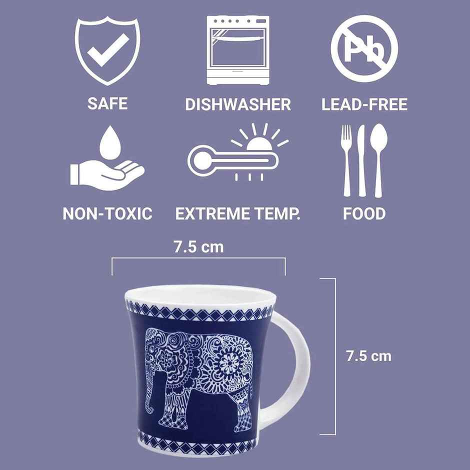 Femora Royal Elephant Tea Cup Set 4 Pcs Desh Ki Mitti Microwave Safe Desh Ki Mitti