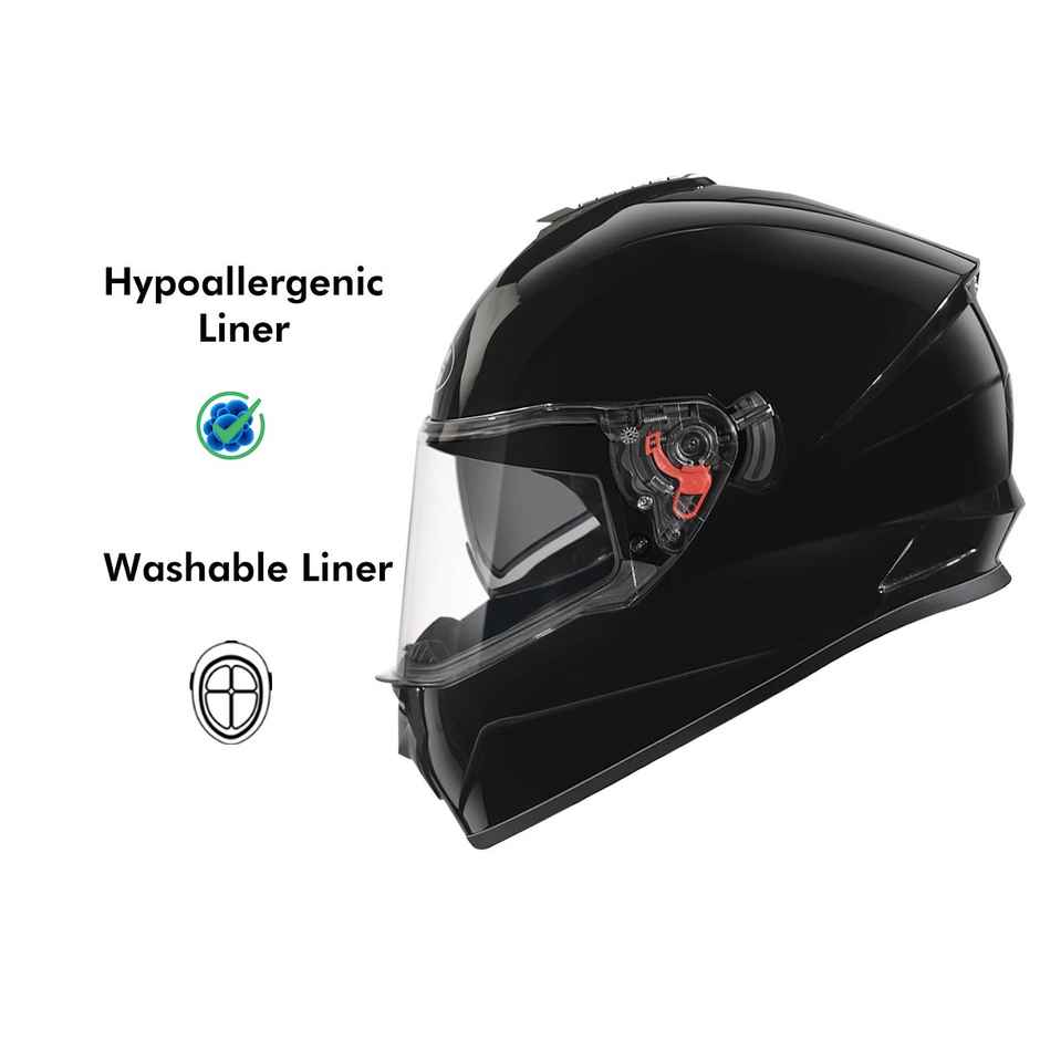 Studds Drifter ISI-DOT Certified Full Face Helmet | Dual Visor & Spoiler |Black - M