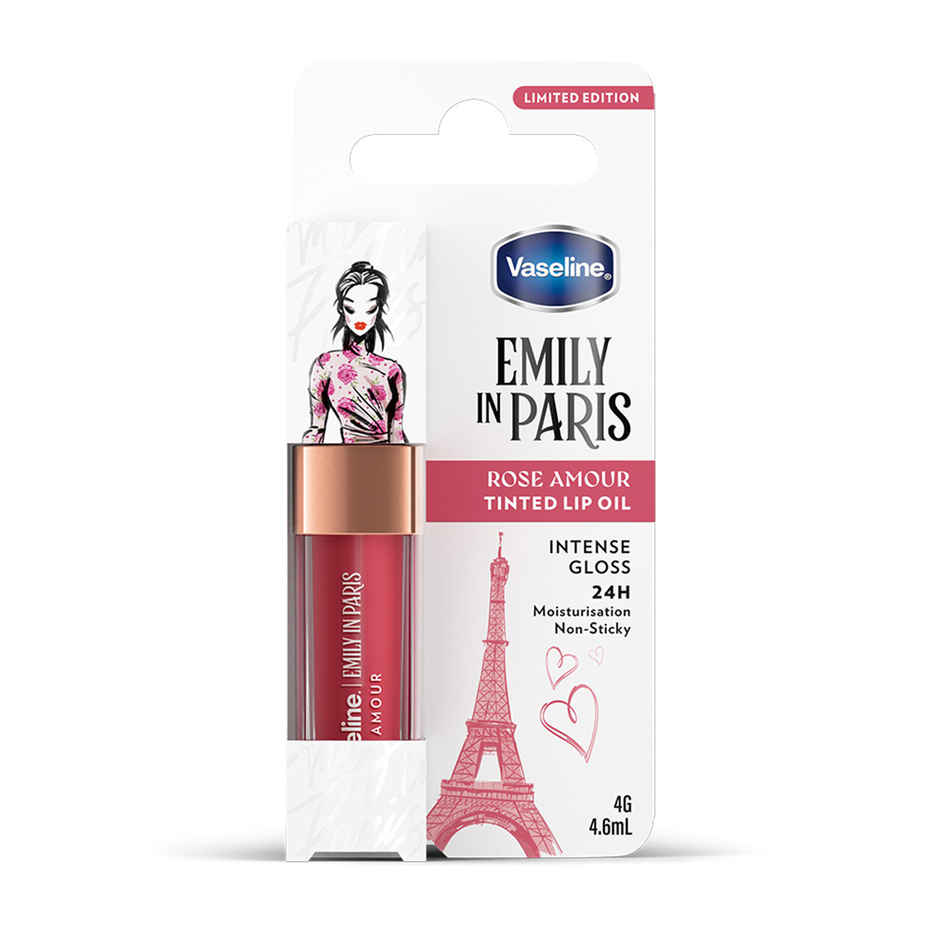 Vaseline Emily In Paris Rose Amour Lip Oil With Hyaluronic Acid & 24H Moisturisation