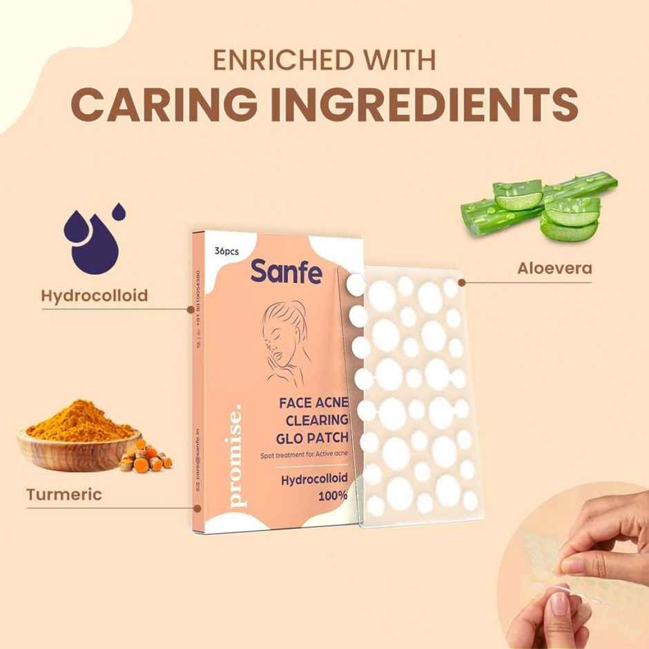 Sanfe Acne Clearing Glo Patch-36 pcs | Hydrocolloid Acne Pimple Patch | Absorbs Oil