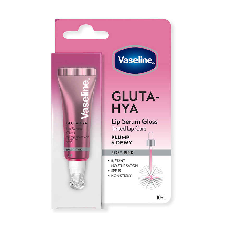 Vaseline Gluta-Hya Rosy Pink Lip Serum Gloss | 4X Hyaluronic Acid & Tripeptide | SPF 15