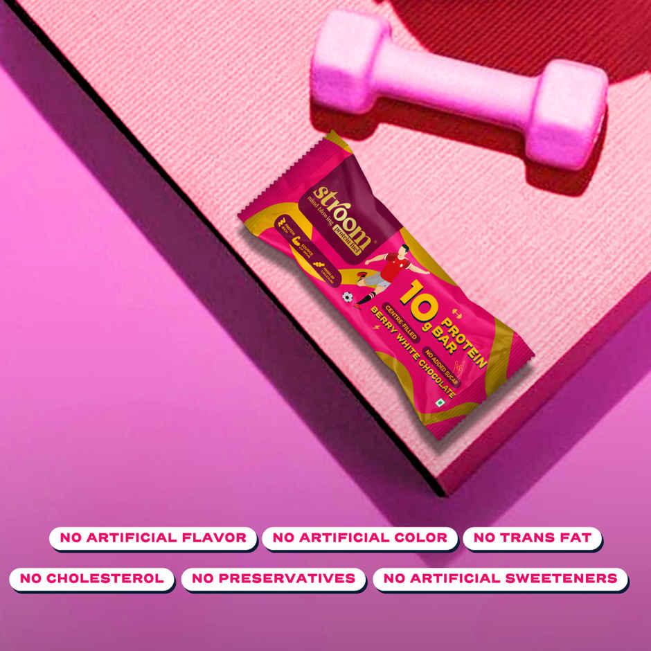 Stroom Berry White Chocolate 10G Protein Bar (45g) & Stroom Exotic Mango Coconut Protein Bars (45g) Combo