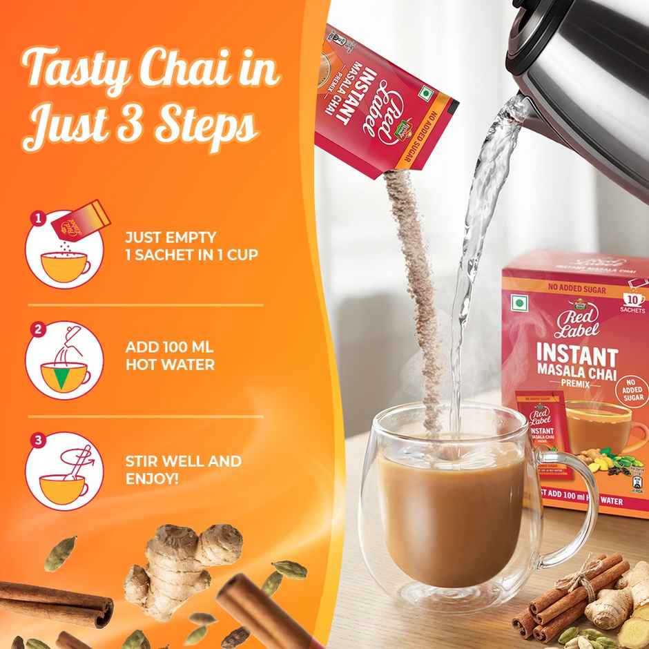 Red Label Instant Masala Chai Premix | No Added Sugar