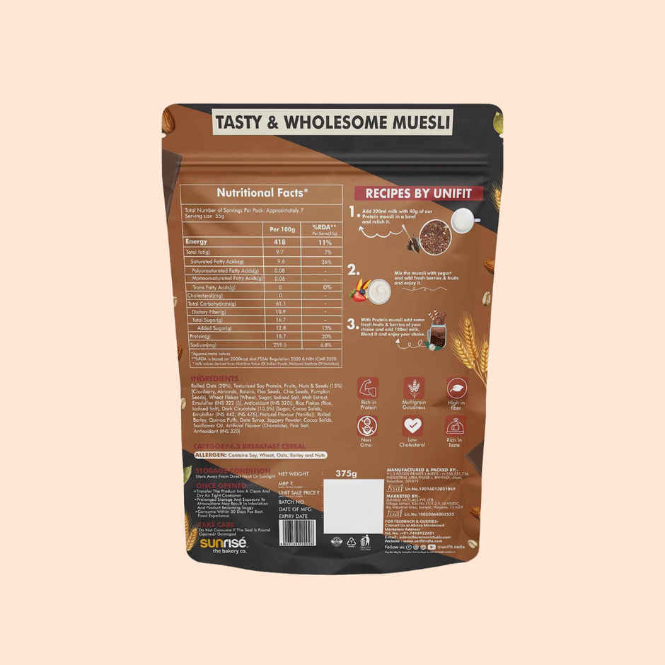 Unifit Protein Muesli | High Protein And Fiber | Crunchy And Nutritious