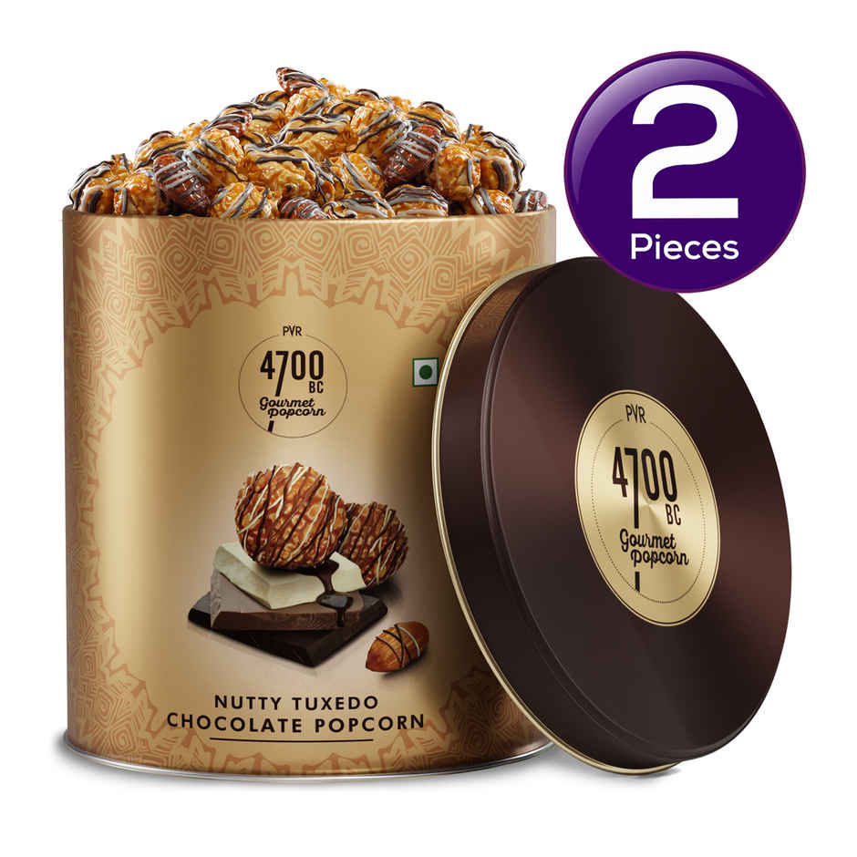 4700BC Nutty Tuxedo Chocolate Popcorn Tin Combo