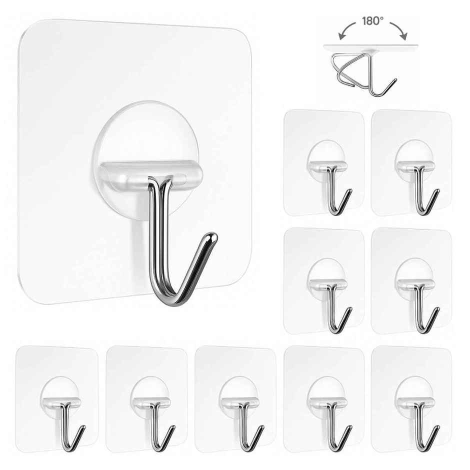 Zulaxy Adhesive Hanging Hooks | No Drilling Required for Kitchen & Bathroom Use