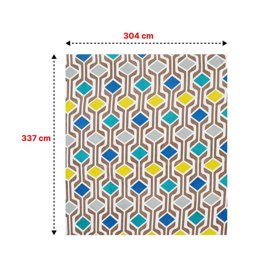 BAY6 Single 110 GSM Microfibre Geometric Print Bedsheet, 1 Pillow Cover | Blue & Grey | 59 x 87 in