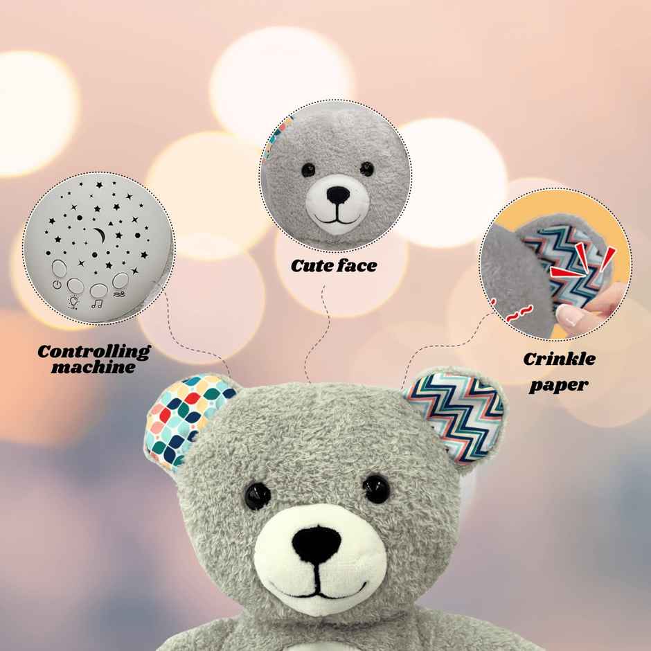 Toytales Grey Musical Toy | Electronic Toys | Star Projector | Perfect Soft Toy For Kids | Bedtime