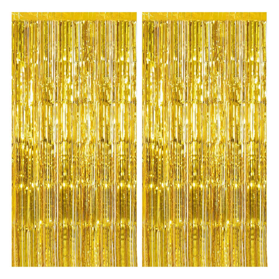 Party Propz Golden Foil Curtain | Pack of 2