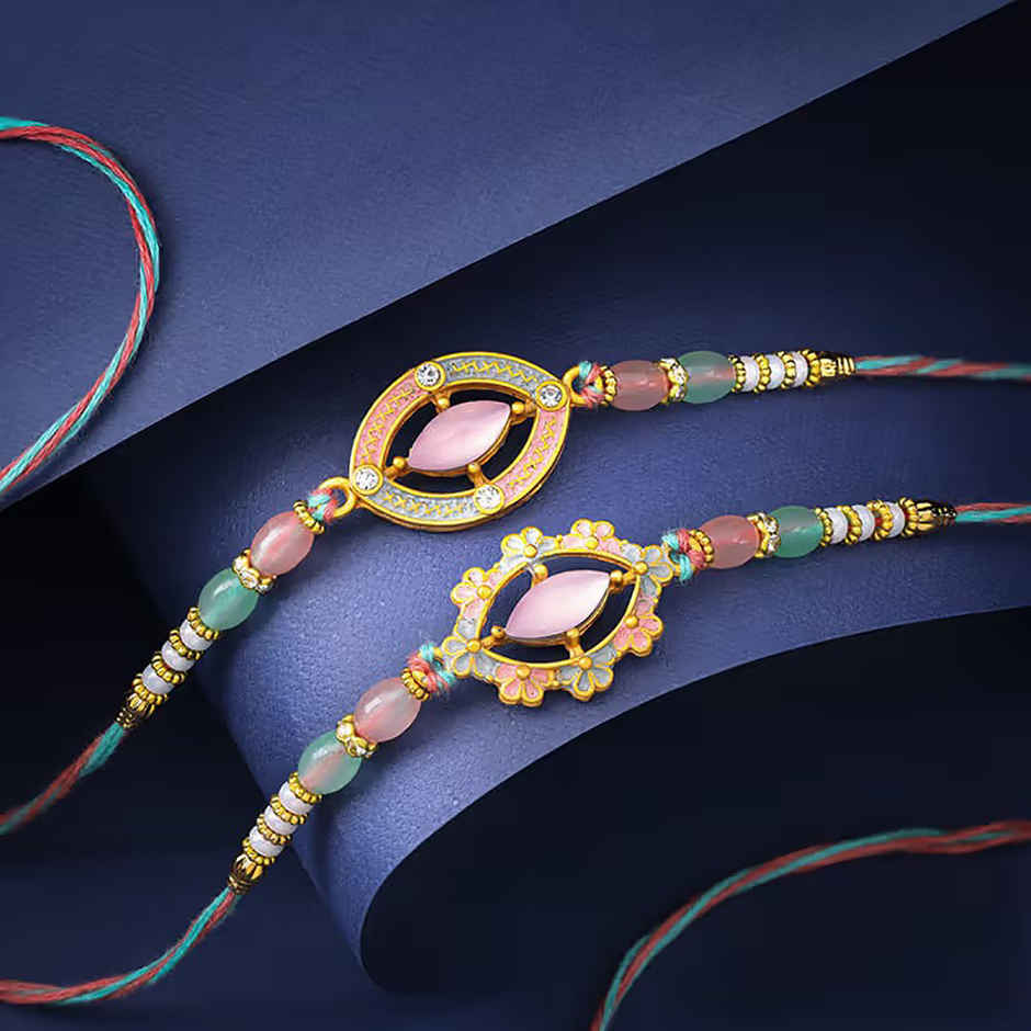 Stone Pastel Elegance Rakhi Duo (Floweraura)
