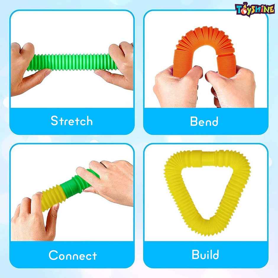 Toyshine Pop Tube Fidget Toy | Pull and Pop Tubes SenBAUy Tubes | 12 Pcs