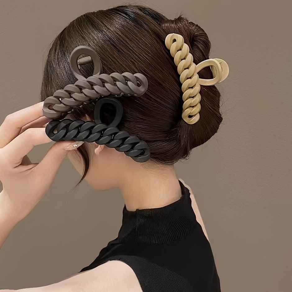 Chronex 2 Pcs Chic Matte Twist Hair Claw | Shark Clip For Women|Hair AccesBAUy | AsBAUted | Large
