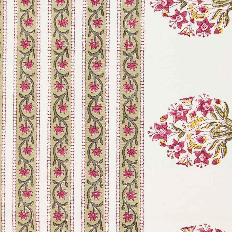 Fabindia Green Cotton Printed Runner | 32.5 cm x 1.8 m