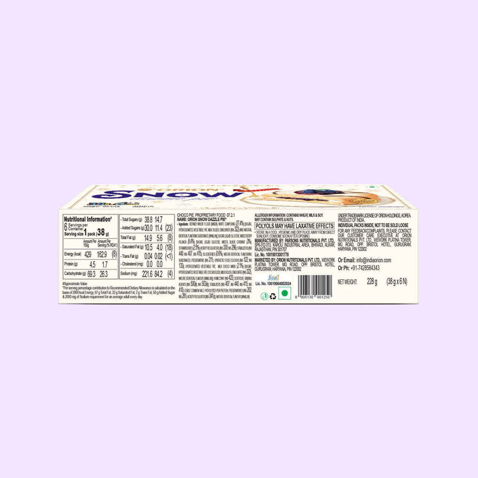 Orion Blueberry Snow Dazzle Pie | Soft White Cake