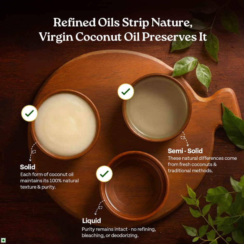 A Tata Product - Organic India Virgin Coconut Cold Pressed Oil | Labs Tested On 250+ Parameters | Combo